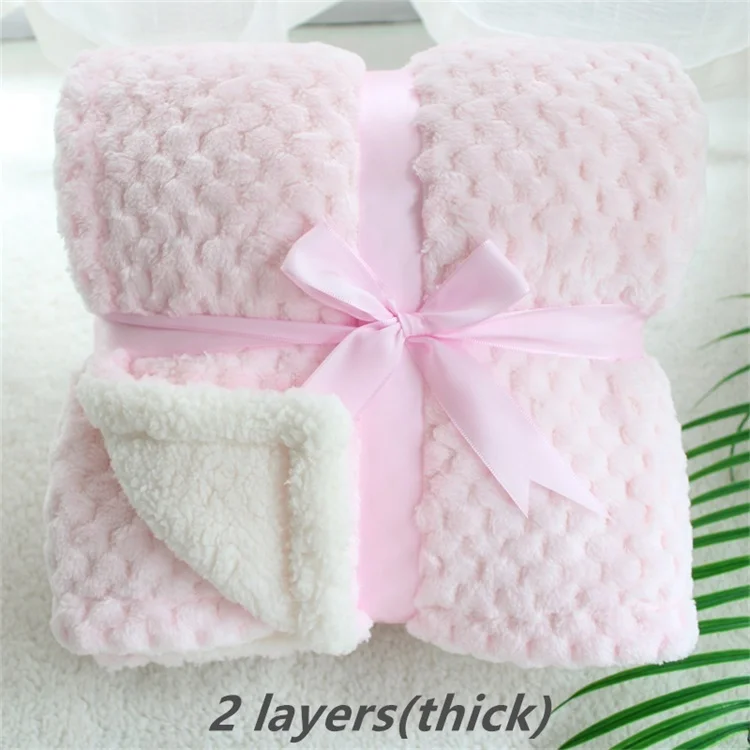 pink 75X110cm 2 слоя толстый зимний пушистый подстежка на искусственном меху, Пижама для младенцев; 3D плед красивое Пышное детское одеяло коврик для домашних животных одеяло детское одеяло теплое детское Пеленальное Одеяло - Цвет: pink 75X110cm