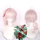 Парик для косплея казуха Genshin Impact предварительно стилизованный, высокотемпературные смешанные цвета, короткие синтетические парики