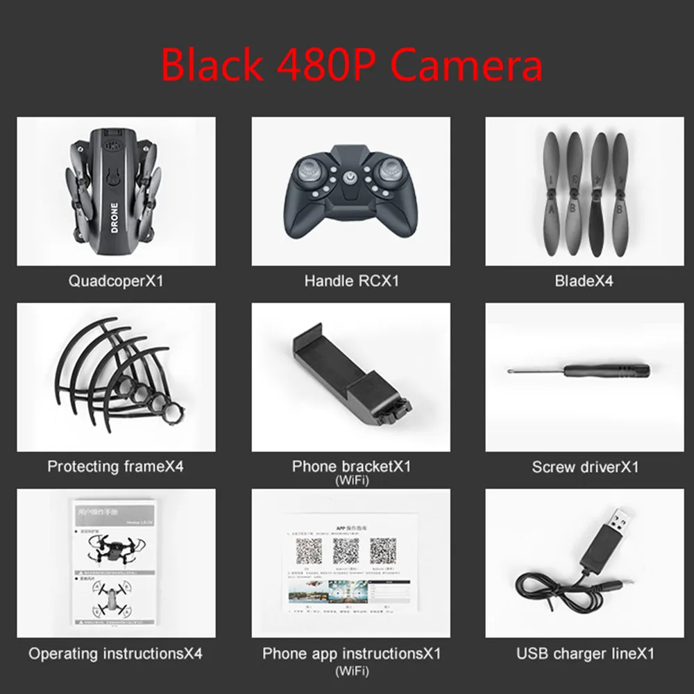black 480p M9 Мини Профессиональный новейшая камера Дрон 1080p HD WiFi FPV щетка Пропеллер для мотора батарея воздушный Дрон на ру Квадрокоптер - Цвет: black 480p
