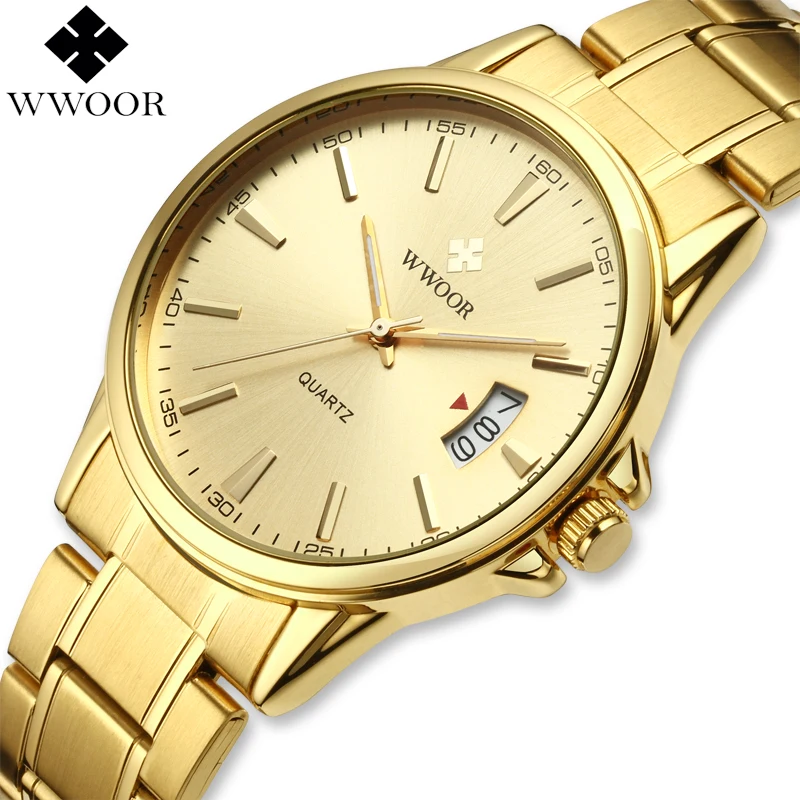 Часы наручные WWOOR Мужские кварцевые брендовые Роскошные Аналоговые из