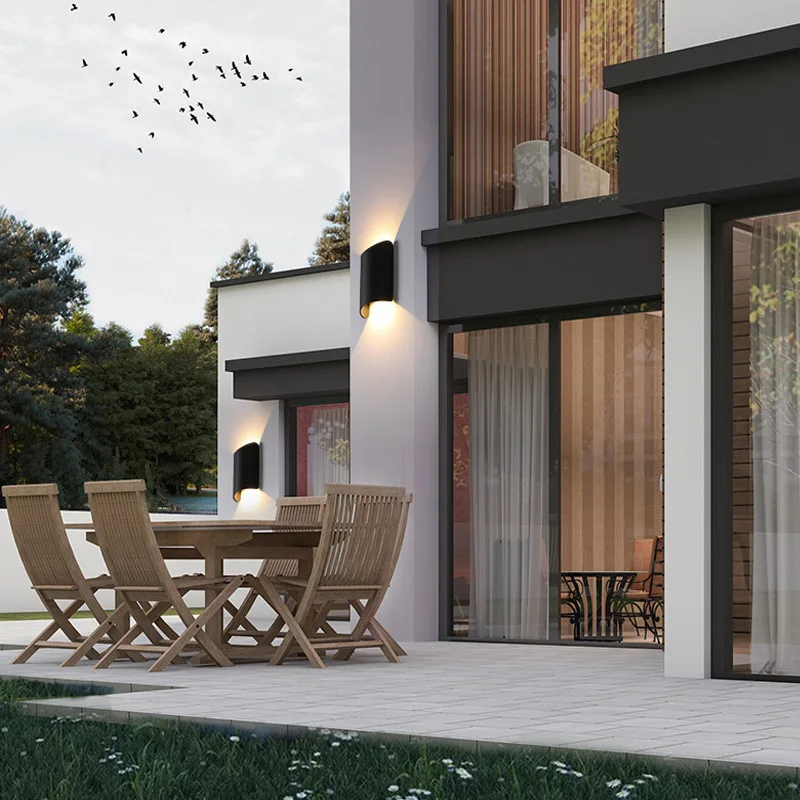 

LED outdoor wall lamp, top and bottom light on external wall, simple irregular courtyard wall lamp, waterproof double head