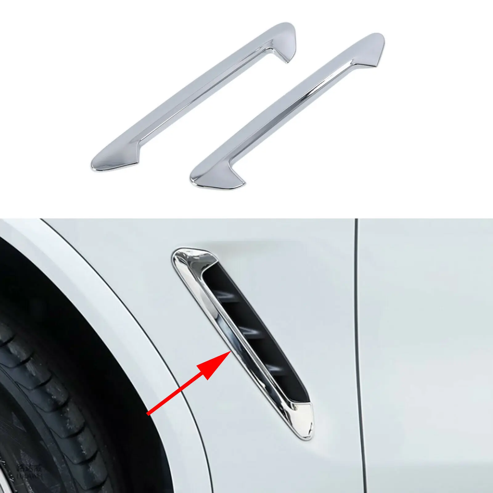 

Chrome Molding Exterior Front Side Air Outlet Vent Cover Trim Fit For BMW X3 G01 2018 2019 Accessories 2Pcs