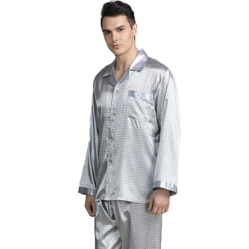 New Mens Silk Satin Pajamas Set Pajama Men Comfortable Sleepwear Modern Style Nightgown Home Male Soft Cozy Sleeping Pyjamas 3XL