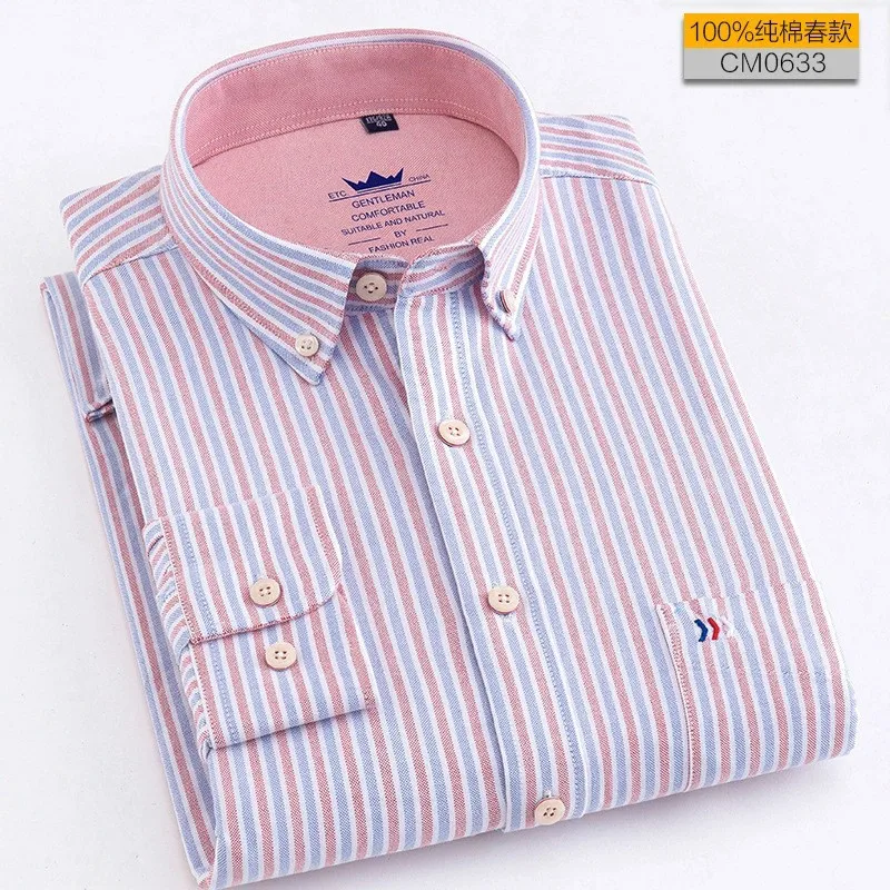 

2019 Spring Autumn Soft Cotton Men Shirt Casual Long Sleeve Shirts Men Strip