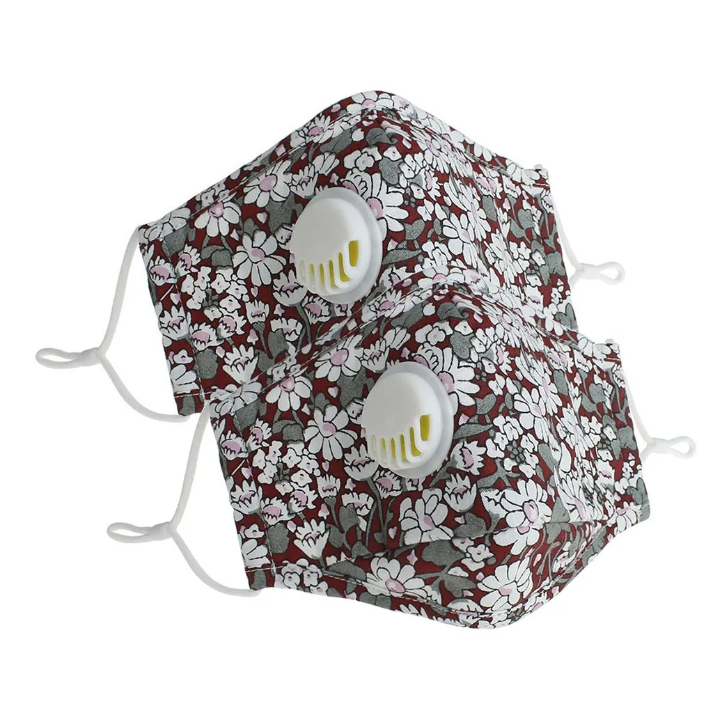 2 шт. модные маски для лица взрослых цветочный ветрозащитный маскарадный