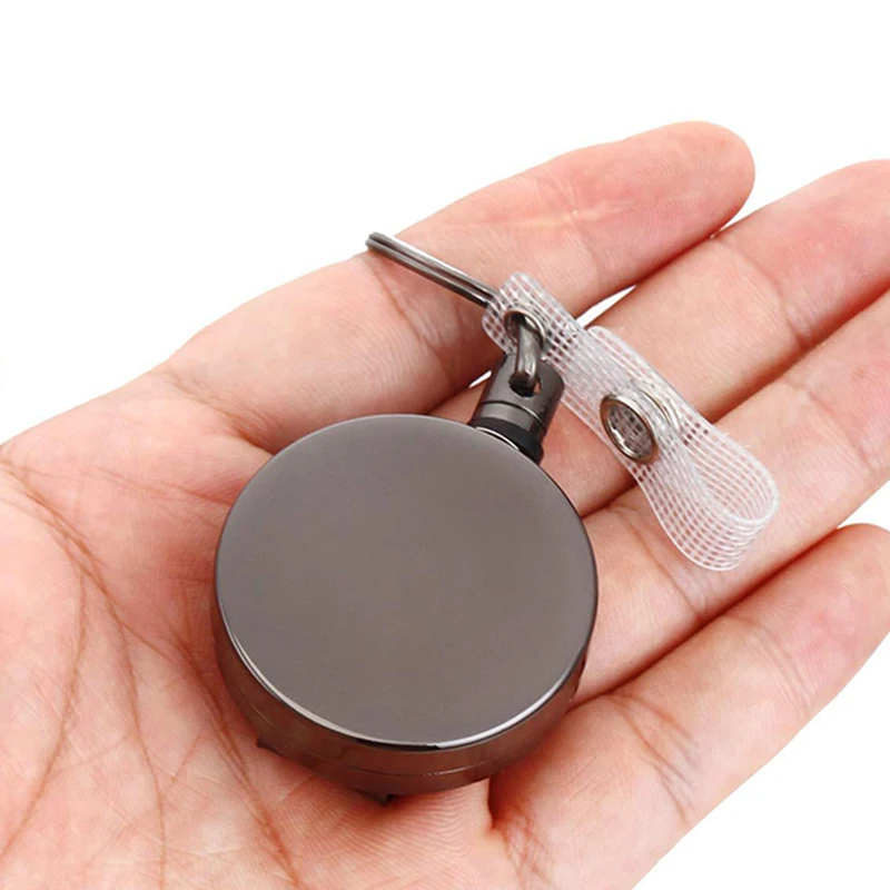 

retractable 1Pc improved carabiner key ring high-performance lanyard extendible with thickened steel wire for keys card holder