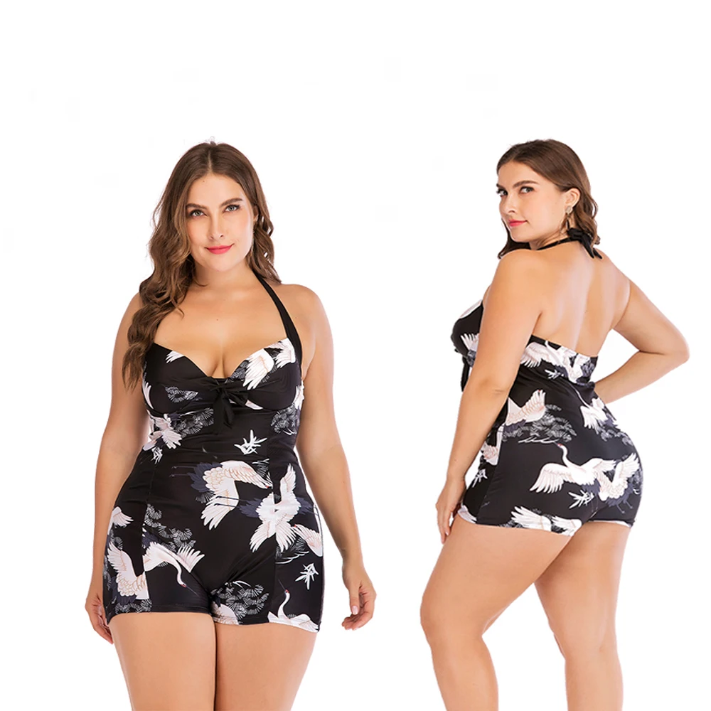 Сексуальный цельный купальный костюм для женщин 5XL плюс размер одежда плавания