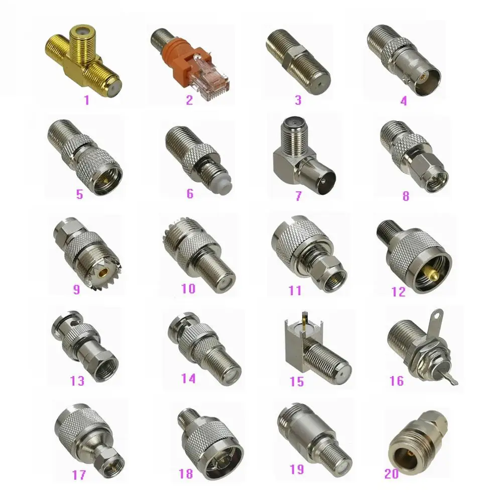 Адаптер 1pce F TV to / RJ45 BNC/ Mini UHF FME IEC PAL DVB T SMA /UHF PL259 SO239 /N коаксиальный разъем Male &