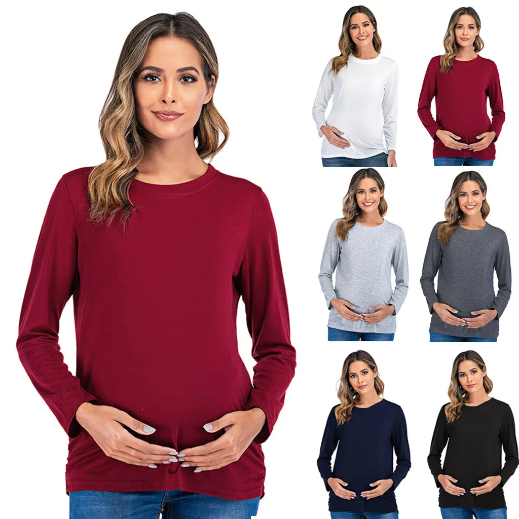 maternity clothes Long Sleeve pregnant Nursing top blouse breastfeeding pregnancy loose solid for women ZJ | Мать и ребенок