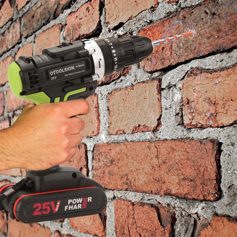 Ударная электрическая дрель отвертка 25 в Аккумуляторная электроинструменты для