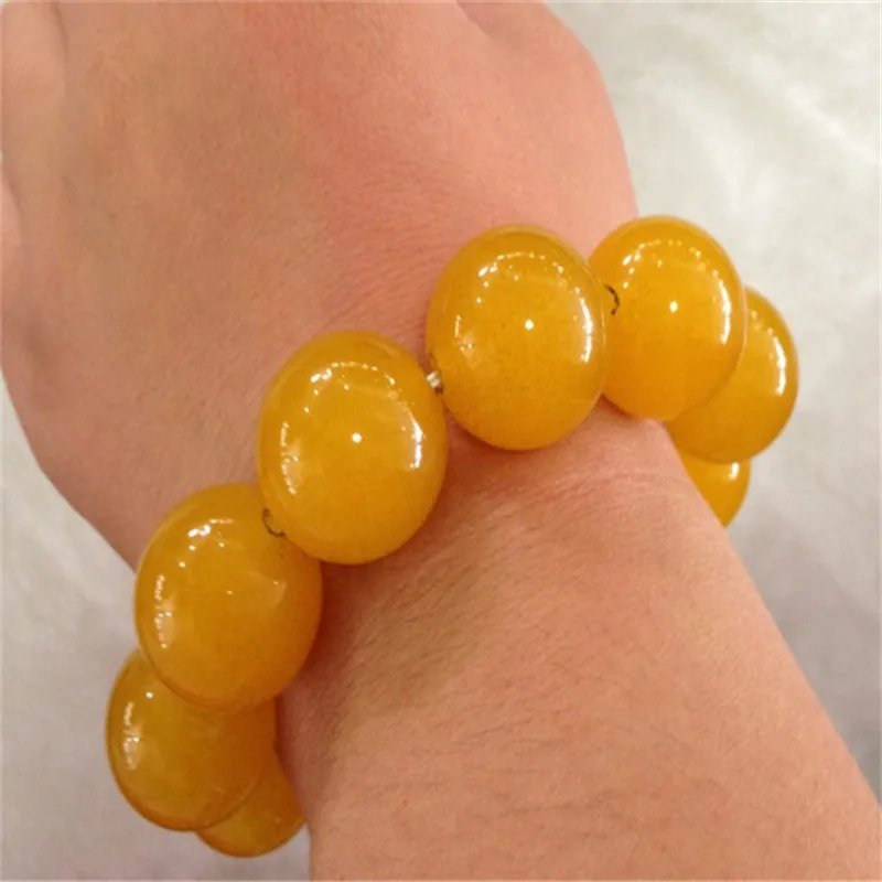 China Natural Yellow Jade Round Bead Bracelet Elastic | Дом и сад