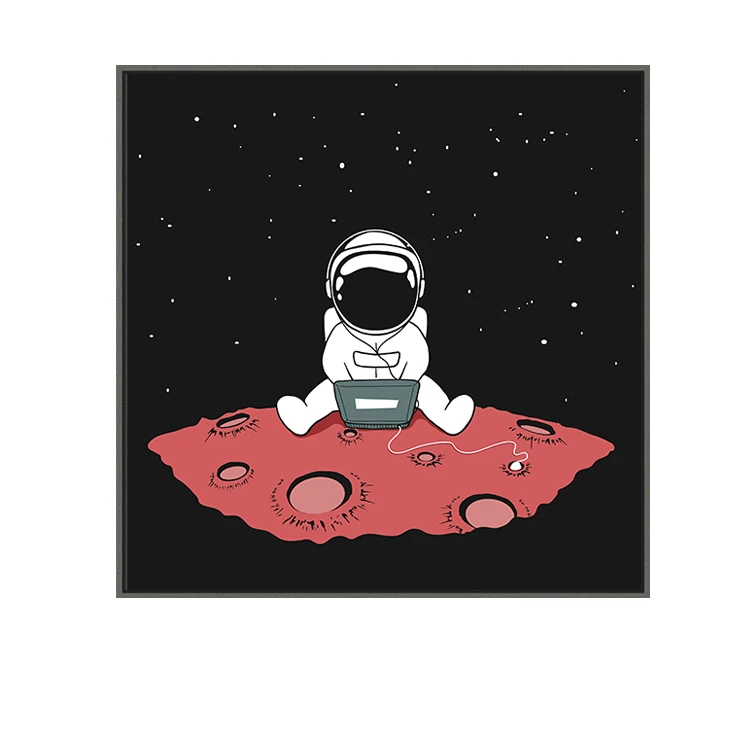 Cartoon rocket Astronauts Nursery Wall Picture Poster Print Boy bedroom Modern Canvas Painting Kids Children Wall Art Mural - Цвет: B