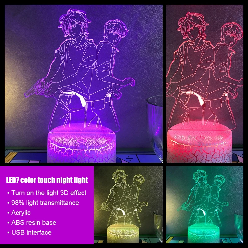 

Anime Series Banana Boat 7 Color Touch Night Light LED Small Bedroom Bedside Decoration Table Lamp Christmas Gift USB Plug-in