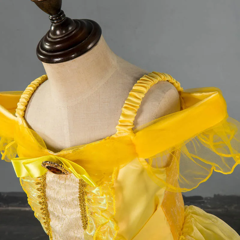 

2-10T Girls Halloween Cosplay Children's Belle Princess Birthday Party Costume Dress Girls Christmas Dress