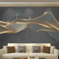 custom photo wallpaper chinese style 3d abstract elk golden embossed line mural living room background wall painting home decor