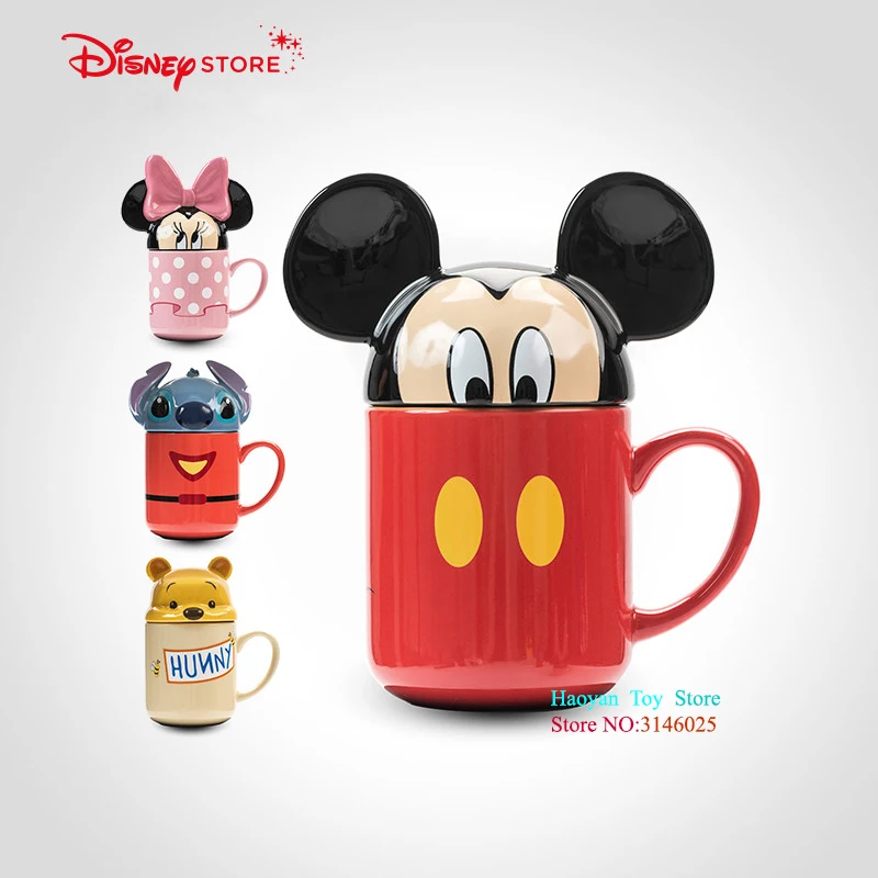 

Genuine Disney 3D Stereoscopic Mickey Minnie 330ML Cartoon Men Ceramics Cups Dual-use Office Mugs Women Portable Pupils Cup Home
