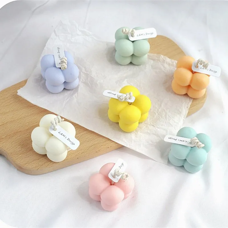 1 шт. соевый воск свеча милый маленький куб Геометрия бездымного масла