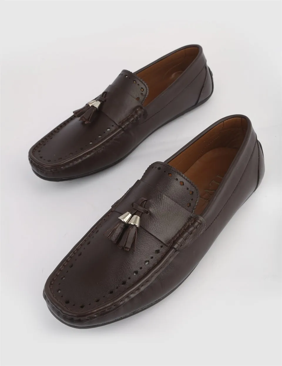 

ILVi-Genuine Leather Handmade Lonnie Brown Leather Men's Moccasin Men Shoes 2021 Spring/Summer