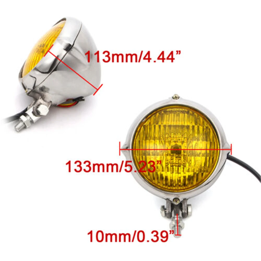 

Chromed Motorcycle 4" H4 Headlight Lamp Amber Headlighting For Harley Touring