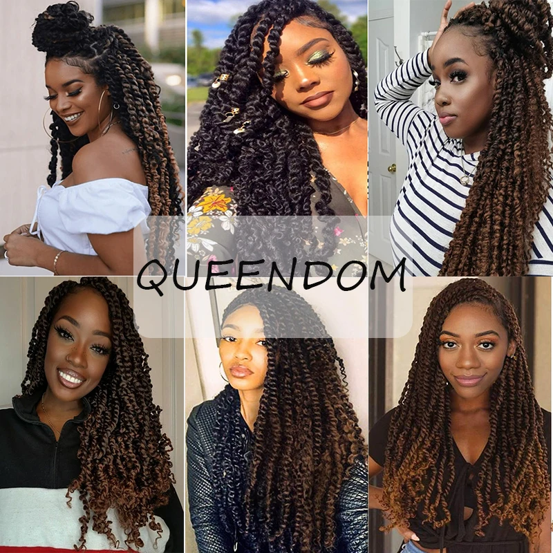

Ombre Passion Twist Hair Crochet Braids 18 Inch Synthetic Braiding Hair Extensions Long Spring Twist Curly Braid for Afro Women