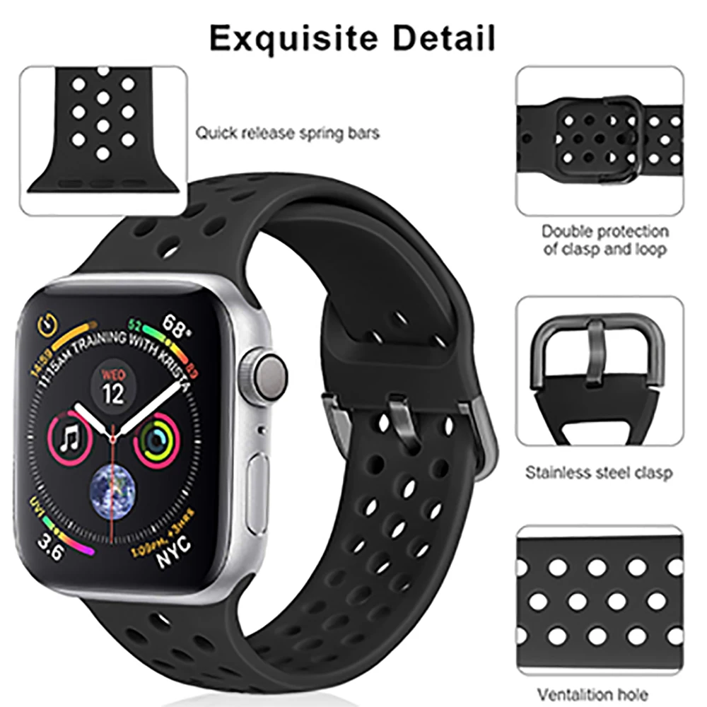 

Дышащий ремешок для часов apple Watch 6 SE 5 38 мм 42 мм