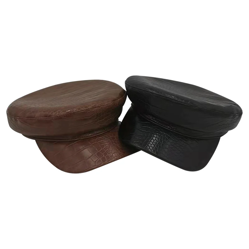Unisex Beret Female Flat Cap Hats For Women Newsboy Men British Style Spring Autumn Crocodile Skin | Аксессуары для одежды