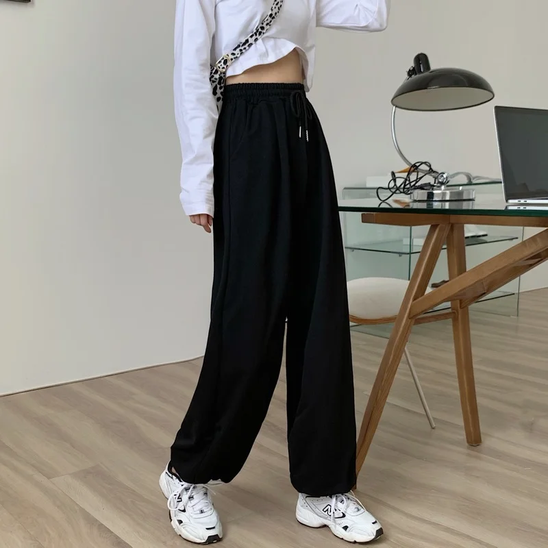 DIMIAutumn New Balck Trousers Female Joggers Streetwear Gray Sweatpants for Women Baggy Fashion Oversize Sports Pants