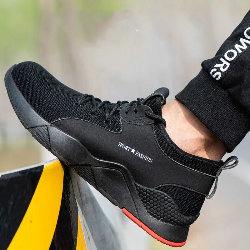 

2019 Mens Fashion Safety Casual Shoes New Exhibition Breathable Light Widened Shoes Anti-smashing Steel Toe Work Boots X1-24