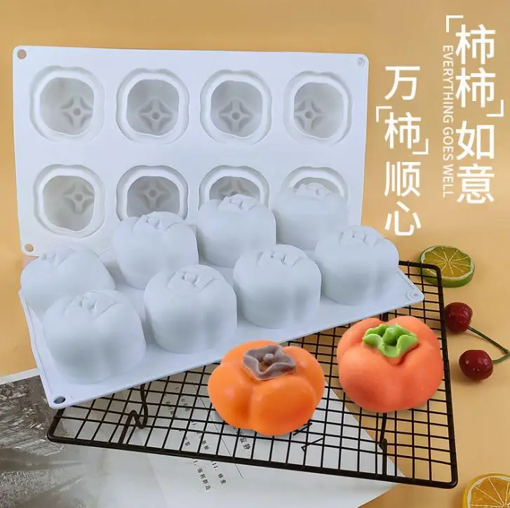 

QIQIPP 3D ice cream persimmon persimmon Ruyi Mousse Cake silicone mold creative DIY aromatherapy candle manual soap mold