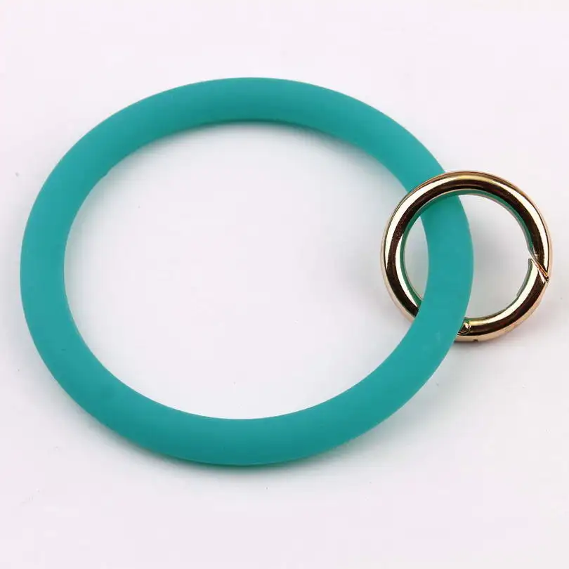 

ZWPON Big O Silicone Loop Wrist Key Ring Keychain with Gold O Clasp Round Key Wrist Strap Accessories Wholesale