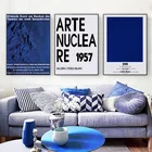 Сине-белая картина, настенный художественный плакат и принты, абстрактная Современная искусственная кожа, скандинавский Декор для гостиной и дома