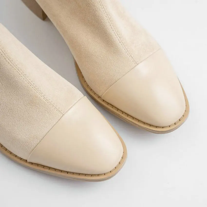 Женские замшевые ботинки QUTAA зимние повседневные из коровьей кожи на среднем