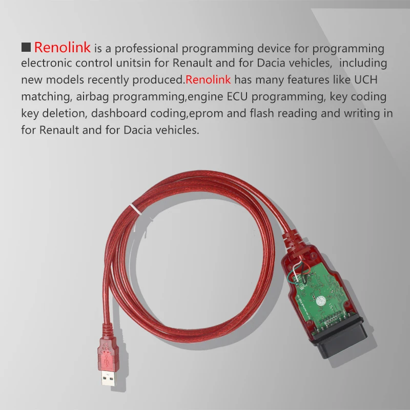 Renolink v1.52 OBD2 ECU Programmer V1.52 forRenault key Software Key Coding UCH Matching Dashboard Resetting Function |