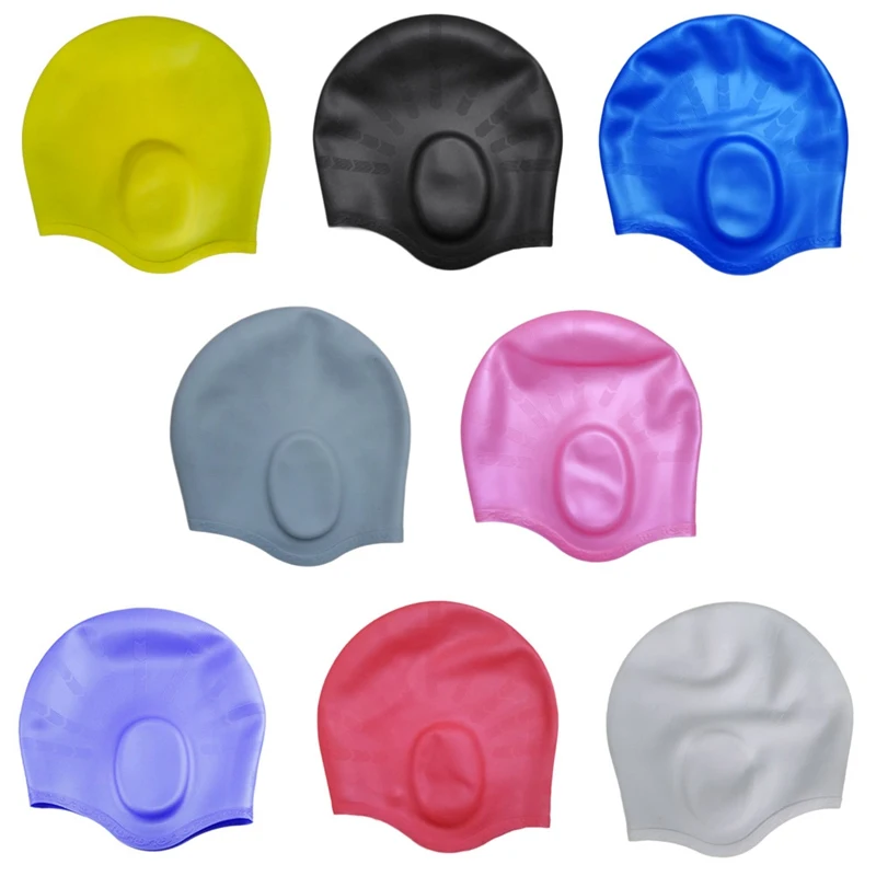 

Elastic Waterproof PU Fabric Protect Ears Long Hair Sports Swim Pool Hat Swimming Cap Free size for Men & Women Adults
