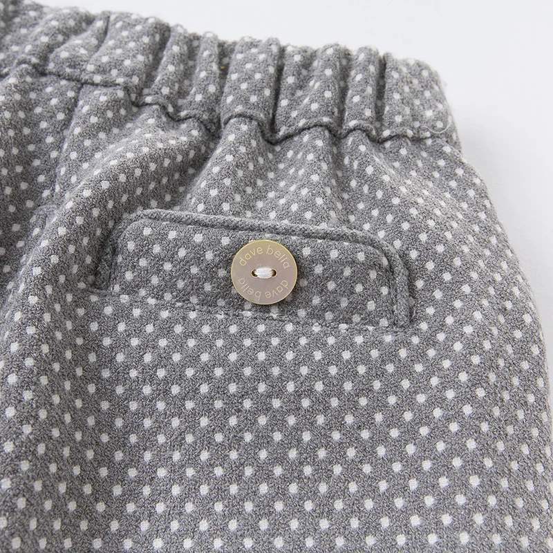 DB14829 dave bella autumn baby girls fashion dots pockets pants children full length kids infant toddler trousers | Мать и ребенок