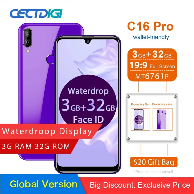 Смартфон OUKITEL C16 Pro 32 Гб 3 оперативной памяти отпечаток пальца 2600 мА*ч