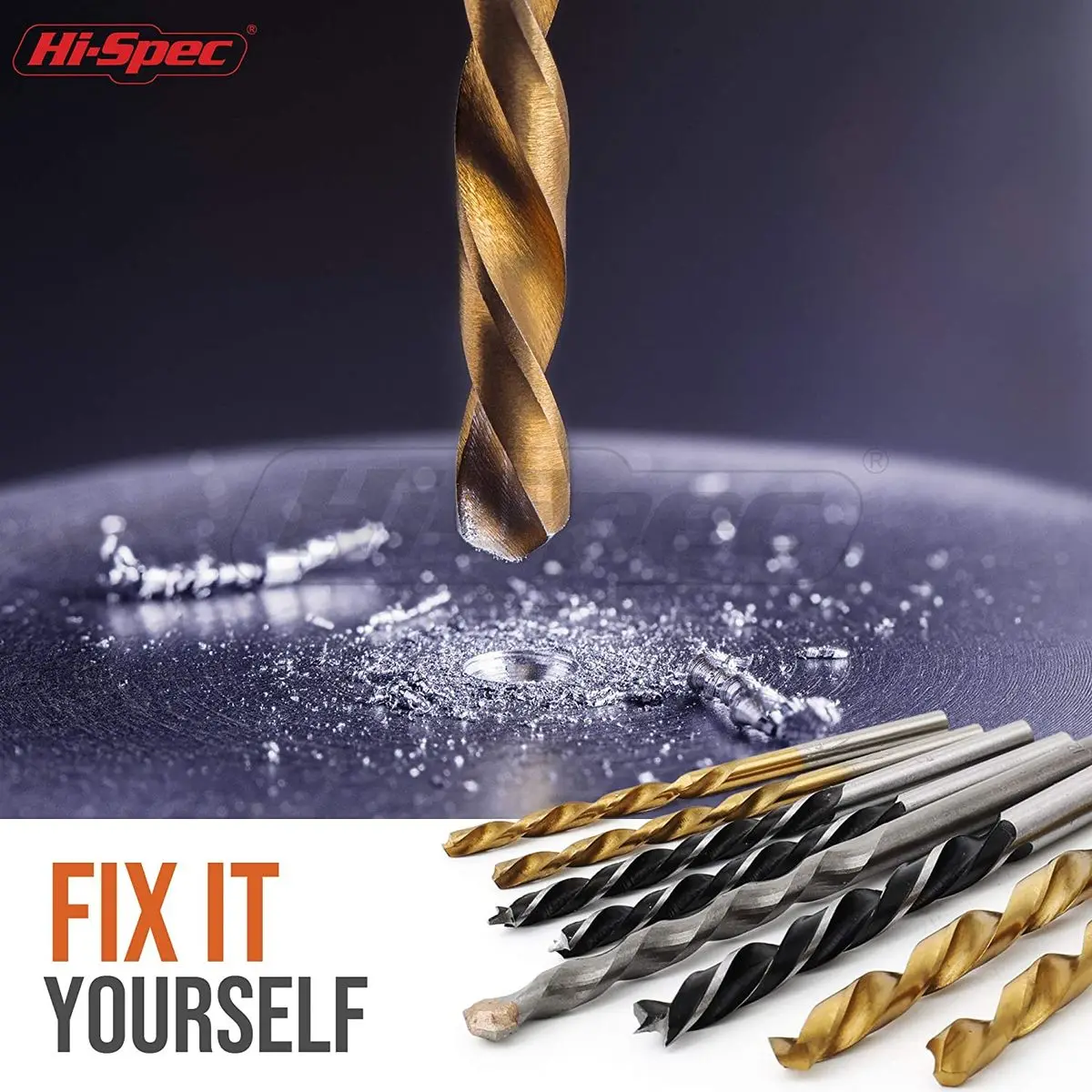 Hi-Spec 130 Mixed Drill Bit Set Box Titanium High Steel Masonry Bits for Hard Metal Wood Woodworker in Plastic Case | Инструменты
