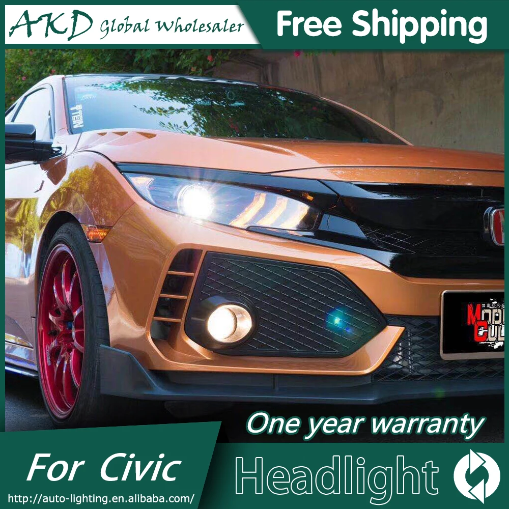 АКД автомобильный Стайлинг Головной фонарь для Honda CIVIC X 10th 2016 фара светодиодный