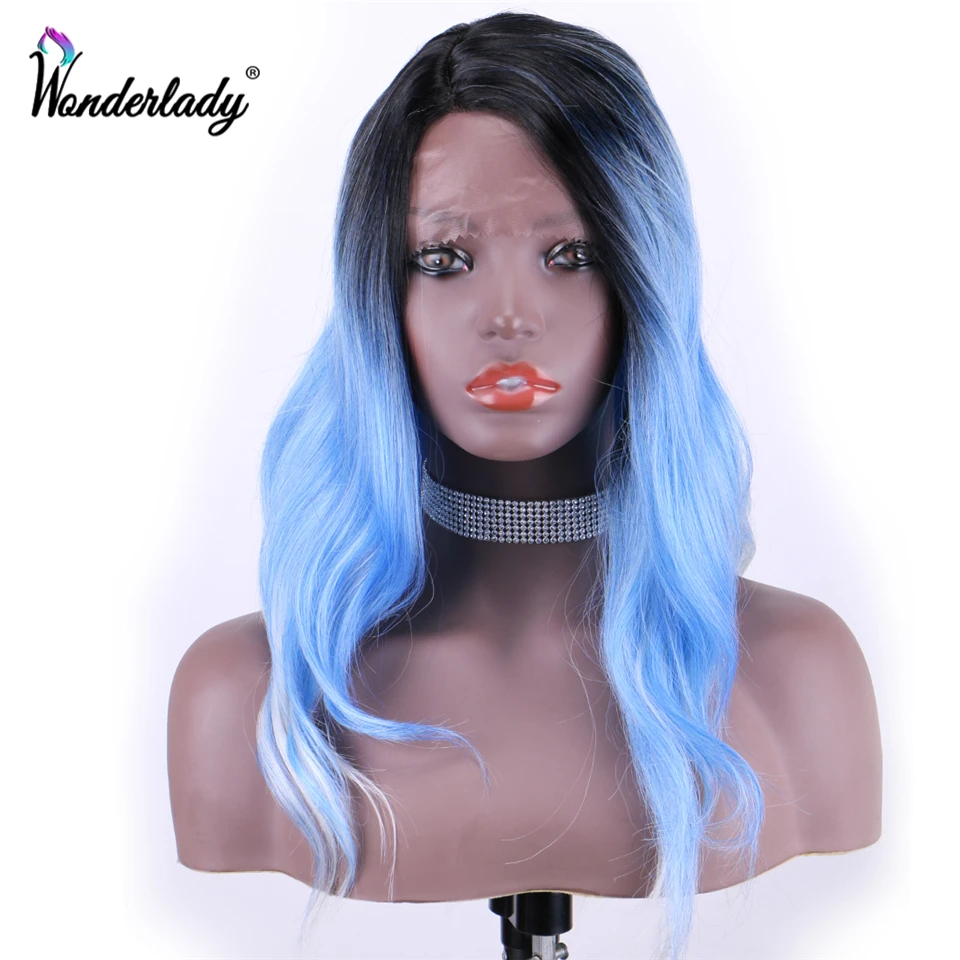 Парики из синтетического кружевного фронта WonderLady натуральные темно синие и