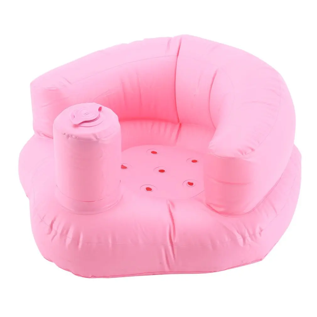 

Hot! Baby Seat Chair Inflatable Sofa Dining Pushchair PVC Pink Green Bath Seats Infant Portable Play Game Mat Sofas Learn Stool