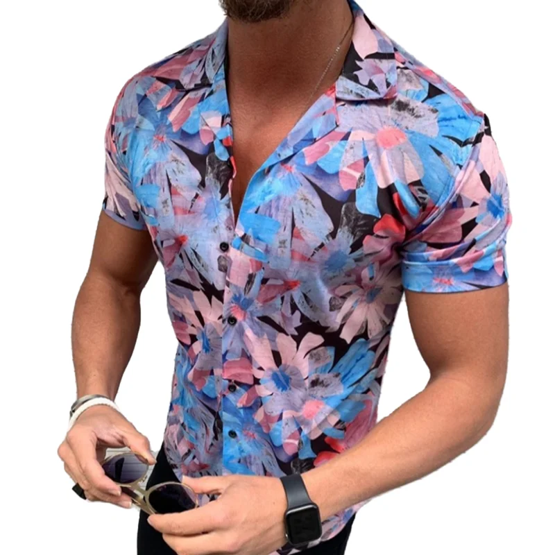 

Summer Men 3D Short Sleeve Print Shirt Cool Fashion Beach Goers Streetwear Colour Top