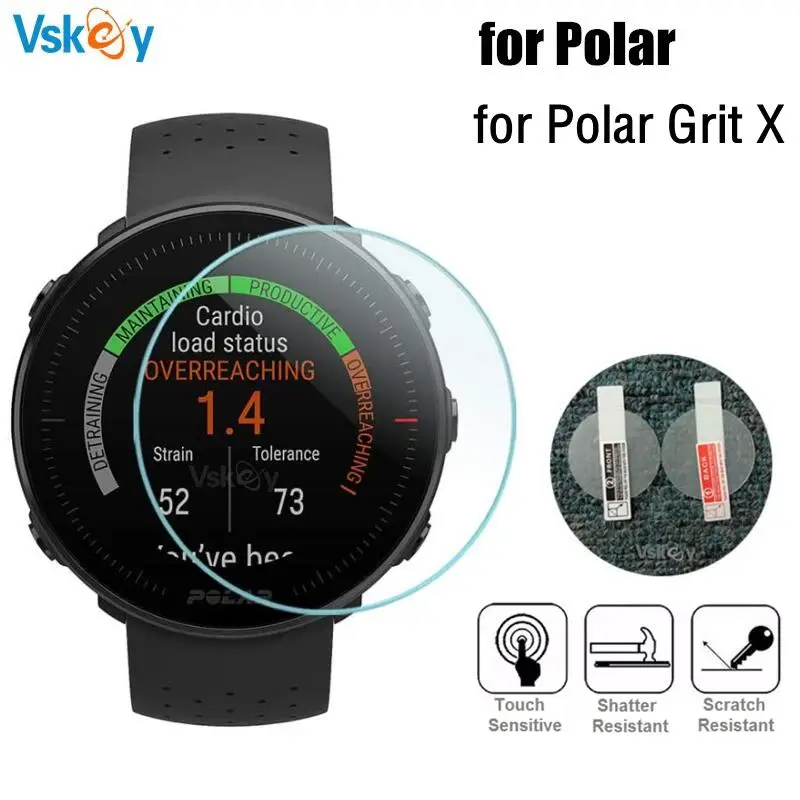 

VSKEY 3PCS Smart Watch Screen Protector for Polar Grit X Round Tempered Glass Anti-Scratch Protective Film