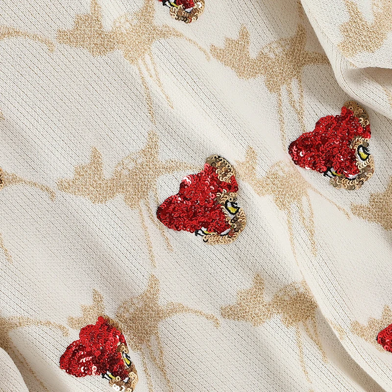 

Chic women red sequin knitted tees summer short sleeve sweaters women cute summer sweaters tops