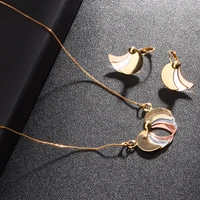 rose gold color jewelry sector shape necklace pendant earrings jewelry sets for women gift fashion chains and necklaces set