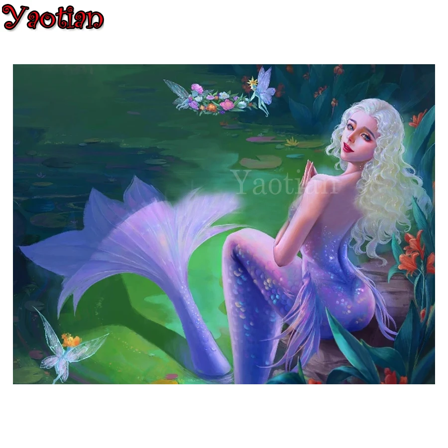 

DIY Diamond Embroidery Mermaid Cartoon Girl 5D Diamond Painting Rhinestone Mosaic Cross Stitch Kit Full Square Round Drill