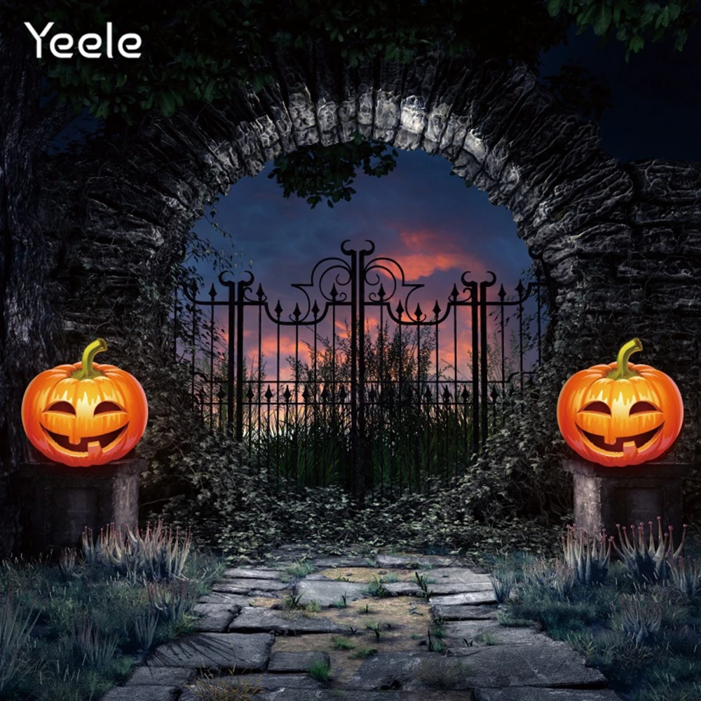 

Фон Yeele для Хэллоуина с изображением тыквы, леса и арки, фон для фотосъемки на день рождения, Фотофон, фотосессия для фотостудии