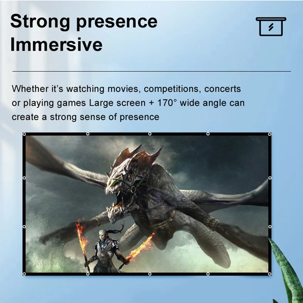 

16:9 Projection Screen Metal Anti Light Curtain Home Office Movie Screen Portable Foldable Projector Screen150 Inche