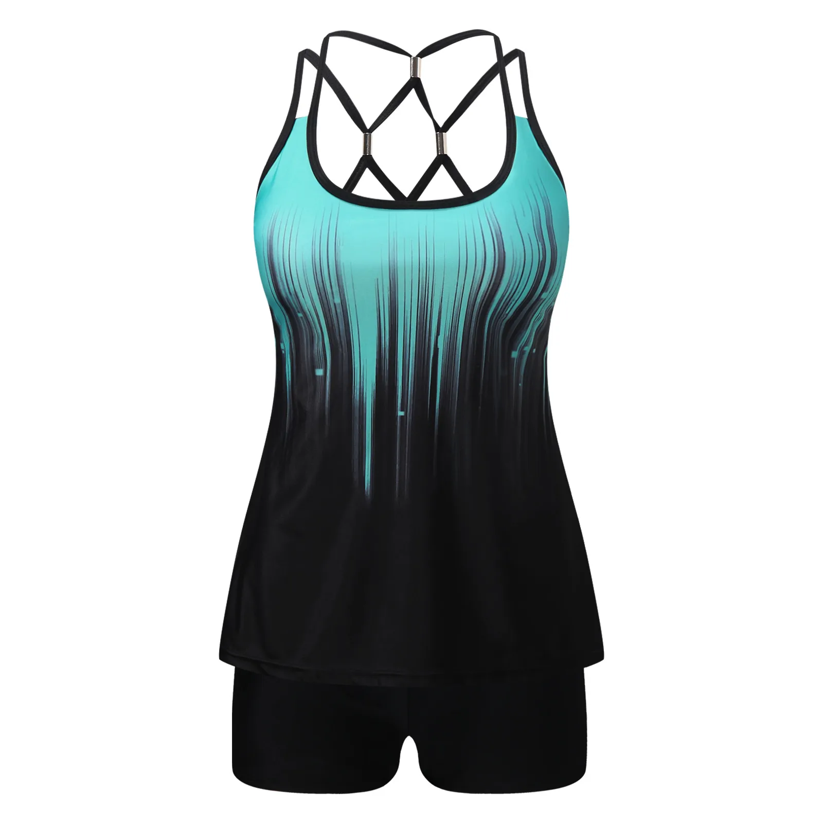 

Women's Shorts Swimsuit Plus Size Print Strappy Back Tankini Bikini Set Two Piece Swimsuits Swimdress Bikini Top Beachwear