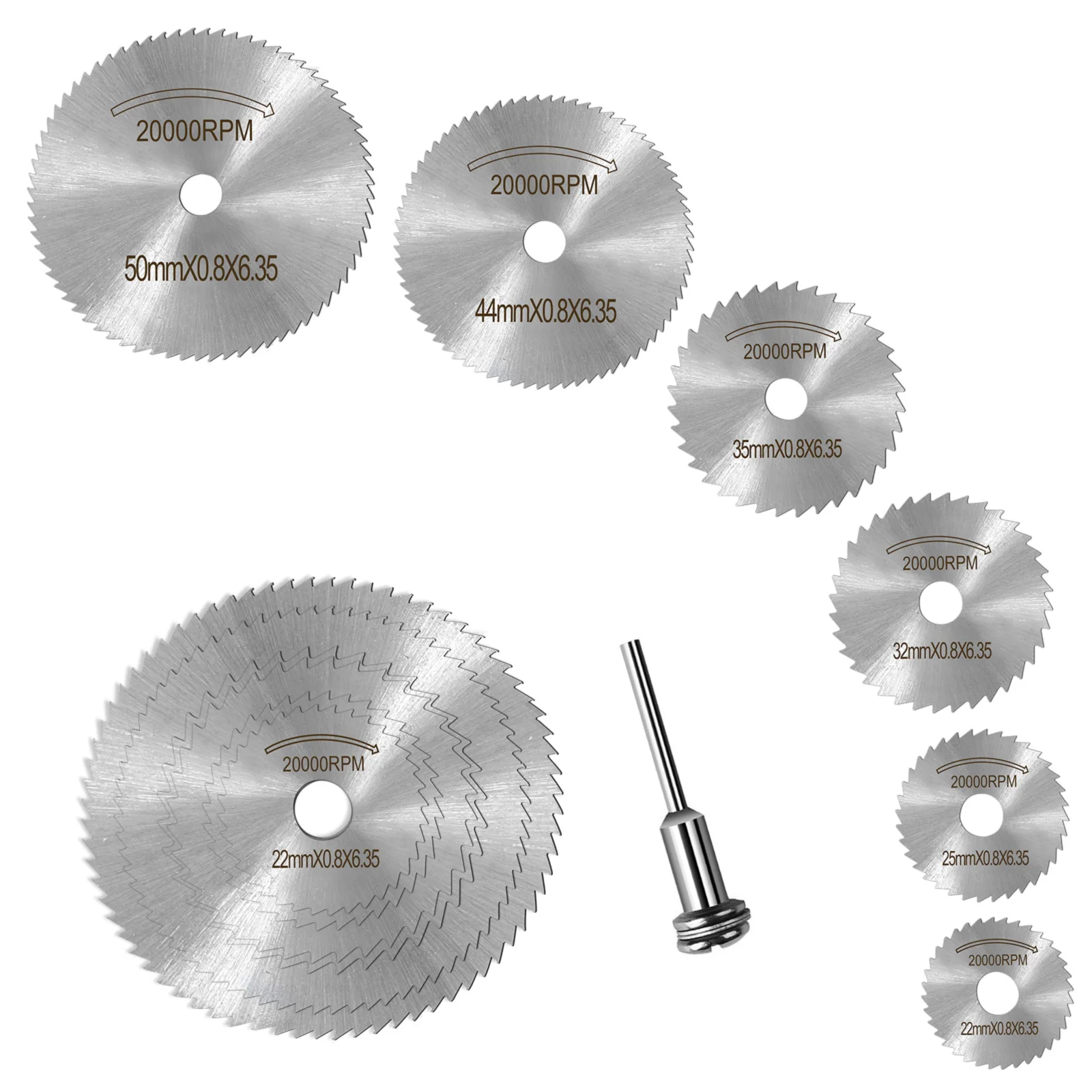 

7Pcs Mini HSS High Speed Steel Saw Disc Wheel Circular Cutting Blades Mandrels Drills Rotary Tools Black