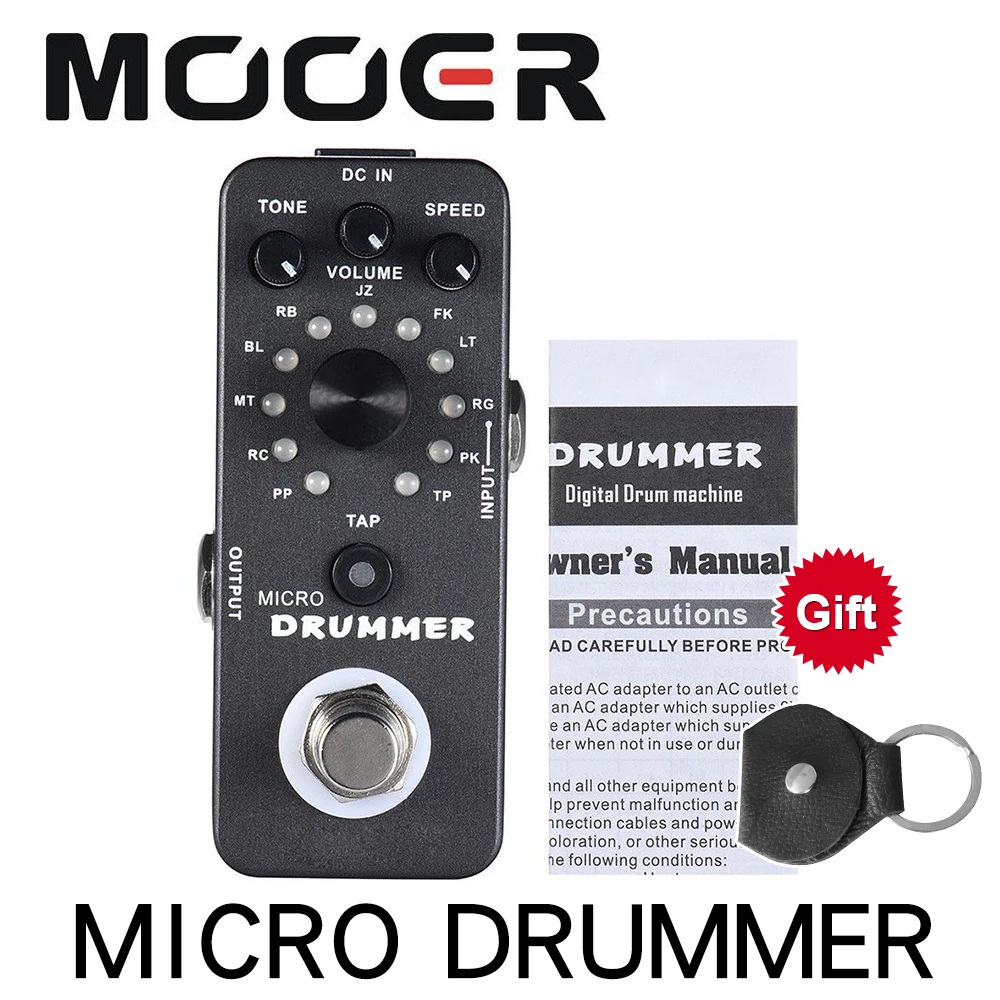 MOOER MICRO DRUMMER Guitar Pedal Digital Drum Machine Guitar Effect Pedal With Tap Tempo Function True Bypass Full Metal Shell enlarge